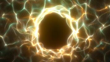 Glowing golden tunnel with soft swirling waves forming an energetic circular portal effect video