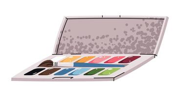 Watercolor Paint Set in Box in Flat Design on White Background. Artist Supplies for Painting Tutorials, Creative Projects, and Art Studio Branding. Perfect for Packaging Design, Social Media vector