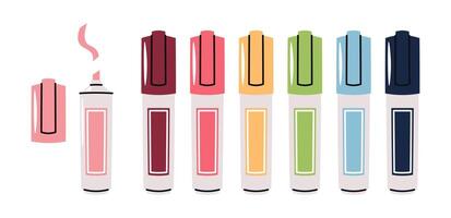 Highlighters Set in Flat Design on White Background. Colorful Marker for Office, School, Study Supplies. Perfect for Stationery Branding, Back to School Campaigns and Organizational Content vector