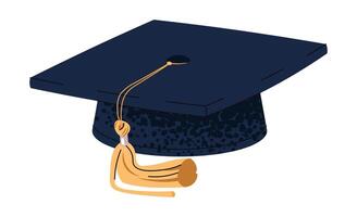 Academic Cap in Flat Design on White Background. Graduation Hat Illustration for Diploma, University Degree and Education Themes. Perfect for Certificates, School Programs and Scholarly Publications vector
