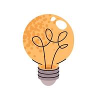 Flat Design Light Bulb Illustration on White Background. Idea and Creativity Symbol for Education, Innovation, and Science Projects. Perfect for Presentations, Infographics, Brainstorming Materials vector