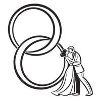 Ultra-modern wedding logo with sleek hand-drawn infinity loop forming the shape of two overlapping initials vector