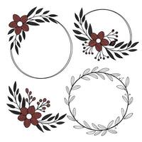Collection of handcrafted wreaths featuring a mix of rustic flowers and leaves vector