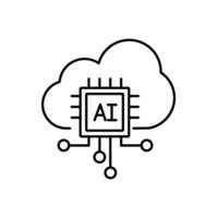 Futuristic AI icon combining circuit patterns and a human head silhouette perfect for technology, machine learning, and innovation themes in clean line and fill styles. vector