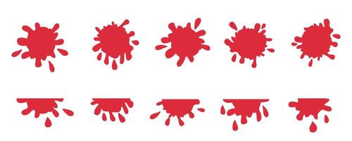 Bloody drips, red blood paint sketch doodle set. illustration isolated on white background. vector