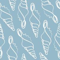 Seamless pattern with abstract seashells on a blue background arranged randomly, for various summer designs vector