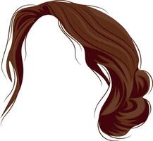 template of a female hairstyle gathered in a messy bun of brown color of medium length for female characters vector
