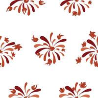 Pattern of fireworks in different shades of orange with different maple leaves, for Canada Day vector