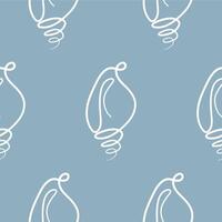 Seamless pattern with conical shells in contour drawing style on a blue background, for various summer designs vector