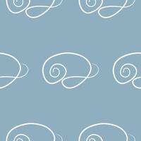 Repeating seamless pattern with elegant spiral shells on a blue background, for various summer designs vector