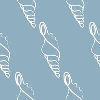 Seamless pattern with abstract seashells on a blue background, for various summer designs vector