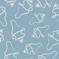 Pattern with spiral shells in a minimalist, hand-drawn style on a blue background arranged randomly, for various summer designs vector
