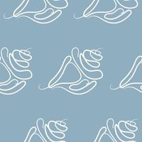 Simple seamless pattern with seashells in a clean outline style on a blue background, for various summer designs vector