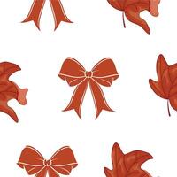 Repeatable design with stylized maple leaves and classic red bows for Canada Day vector