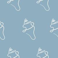 Spiral seashell pattern in a minimalist, hand-drawn style on a blue background, for various summer designs vector