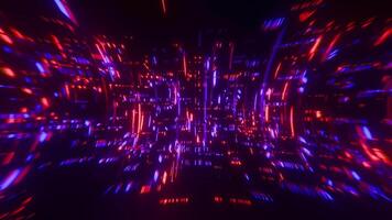 cyber lattice red-blue hypergrid flow glitch transition loop animated video