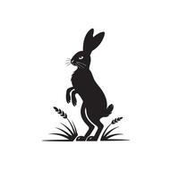 Hare silhouette standing on grass vector