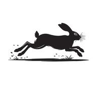 Rabbit silhouette jumping over the grass vector