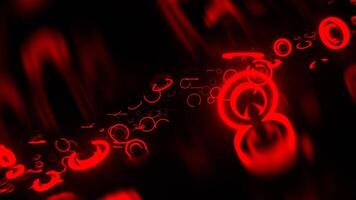 Dark Space with Levitating Metal Spheres and Red Neon Rings Background VJ Loop in 4K video