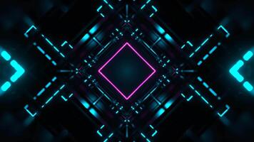 Cyan and Pink Neon Glowing Wireframe Space Background VJ Loop in 4K video