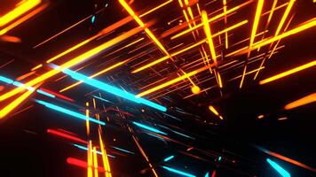Orange Red and Cyan Abstract Ray Neon Space Background VJ Loop in 4K video
