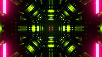 Light Green and Pink Neon Techno Science Fiction Strobe Corridor Background VJ Loop in 4K video