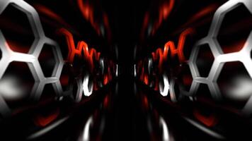 Orange and White Fantastic Corridor with Neon Illumination Honeycomb Background VJ Loop in 4K video