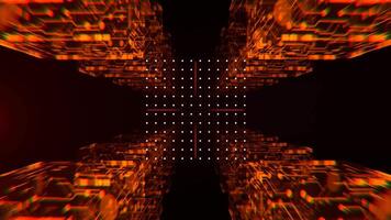 Red Orange and White Fantastic Neon Cyber Techno Frame Background VJ Loop in 4K video