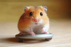 A hamster on a scale photo