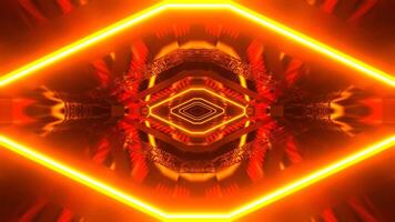 Orange and Red Neon Infinite Sci Fi Technochannel Background VJ Loop in 4K video