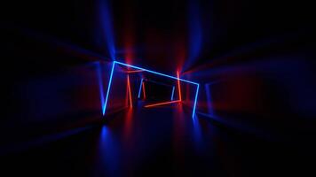 Blue and Orange Fantasy Tunnel of Neon Sections Background VJ Loop in 4K video