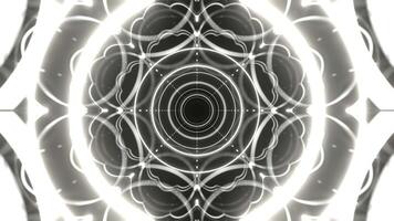 White Ring Neon Flashing Mirror Tunnel Background VJ Loop in 4K video