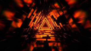 Orange Infinite Triangle Sci Fi Glitch Tunnel Background VJ Loop in 4K video
