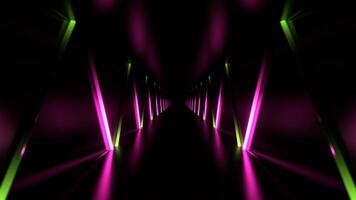 Light Green and Pink Endless Tunnel with Neon Light Movement in Zigzag Background VJ Loop in 4K video