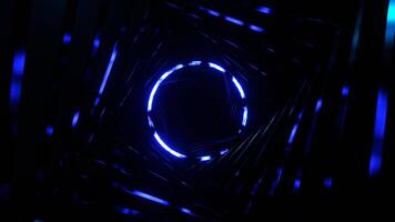 Electric Blue Fantastic Space with Round Shining Neon Portal Background VJ Loop in 4K video