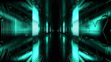Turquoise and Red Alien Cyber Track with Neon Lights Background VJ Loop in 4K video