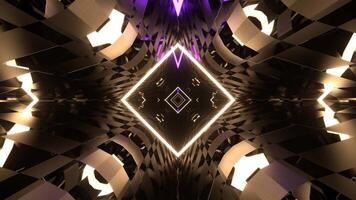 Purple and Light Yellow Dimensional Tunnel with Neon and Mirror Pattern Background VJ Loop in 4K video