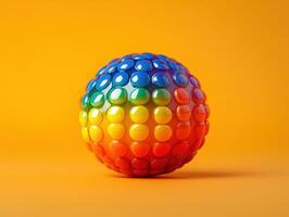 A colorful ball with a rainbow pattern on it photo