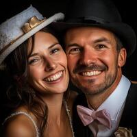 Bride and Groom in Formal Attire photo