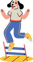 A flat style illustration showing a jumping dog vector