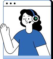 An illustration showing customer care agent in flat style vector