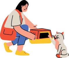 A flat style illustration showing a cat house vector