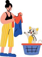 A flat style illustration showing a cat basket vector