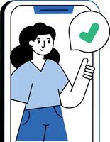 An illustration showing user receiving order confirmation message vector