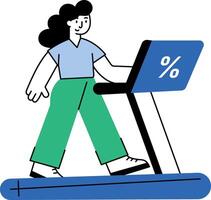 Flat style illustration showing treadmill discount offer vector