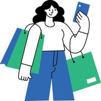 A flat illustration showing a character taking a shopping selfie vector