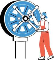 A drawing style illustration of lug wrench vector