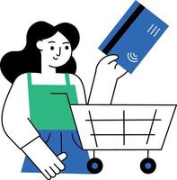 A flat style illustration showing card payment method vector