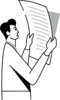 A doodle style illustration of reading document vector