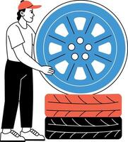 A hand drawn style illustration of car tyre vector